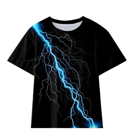 Source manufacturer, new children's clothing, lightning series children's short-sleeved T-shirt 3D printed short-sleeved T-shirt short-sleeved