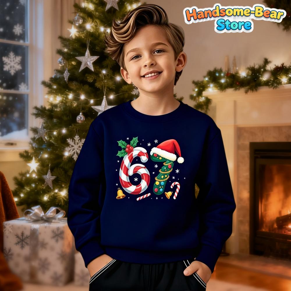 Kinder Herbst Winter Oberteil Weicher Rundhals Hoodie Santa Spruch 6 7 Einzigartig Lässig Feiertagsparty Pullover Sweatshirt Kinderkleidung