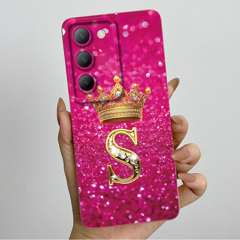For Vivo V30 Lite 4G Case Crown Letter Soft Silicone Phone Case For Vivo V30 SE V40 SE Cover On Vivo Y100 T3 5G Shockproof Funda
