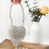 Mini Heart Chain Evening Bag with Diamond-Inlaid Stones
