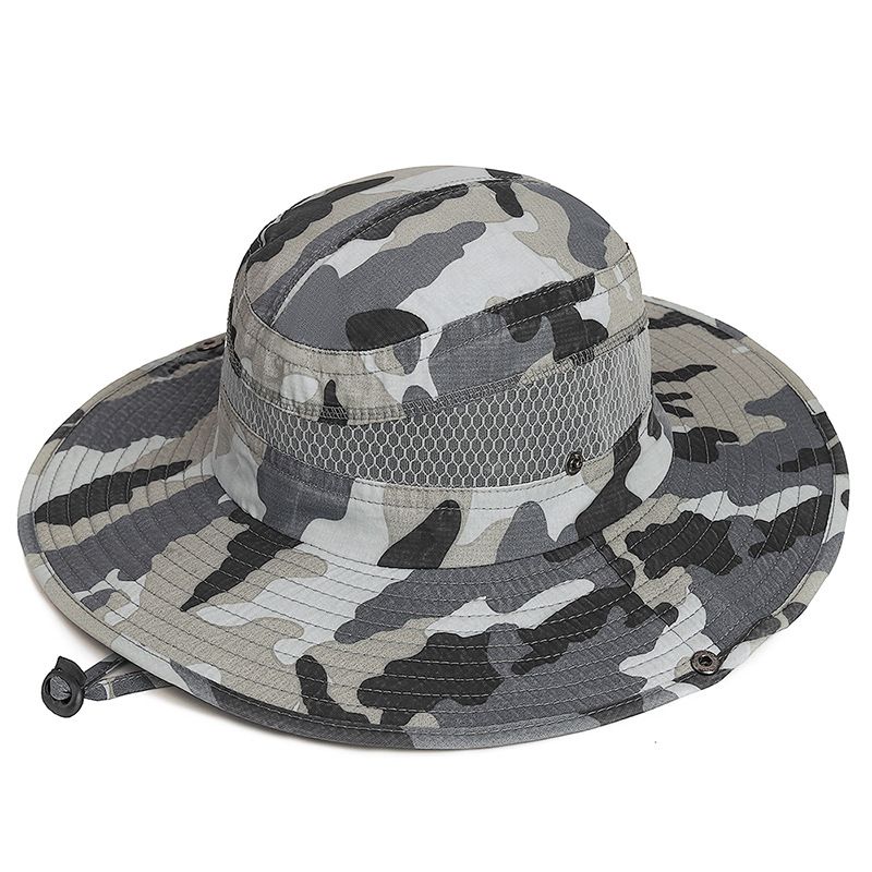 Outdoor Zero Pressure Men's and Women's Camouflage Fisherman Hats with Large Eaves and Empty Roof Travel Hats