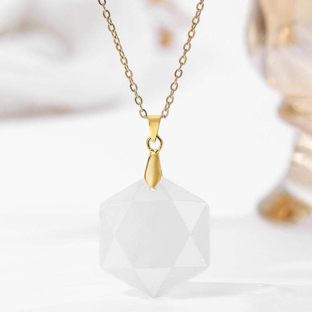 Natural crystal pendant, amethyst hexagram, David's star, necklace, Bohemian jewelry