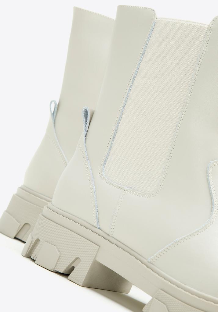 Wittchen Women's Leather Chelsea Boots On A Gray Beige Platform, Gray Beige, Natural Leather