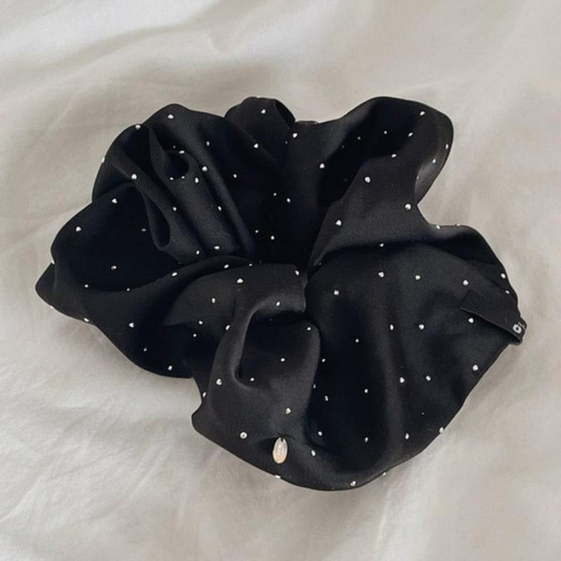 oar Silver Dot Satin Wide Scruchie [Choose 1 of 3 colors]