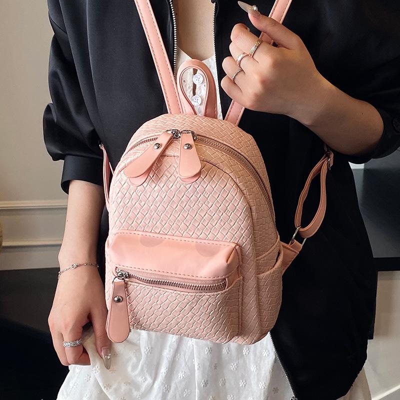 Schoolbag popular fashion woven pattern casual portable small backpack women's daily commuting travel simple and lightweight backpack
