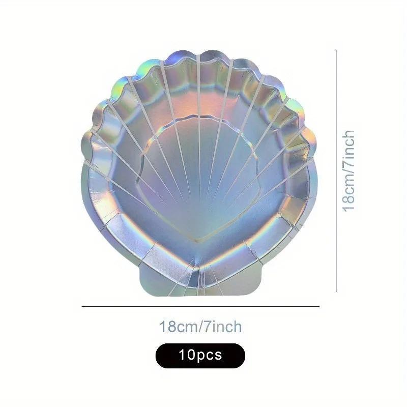 10Pcs New Laser Colored Shell Disposable Paper Tray Birthday Party Decoration Supplies Irregular Paper Tray Tableware Wholesale