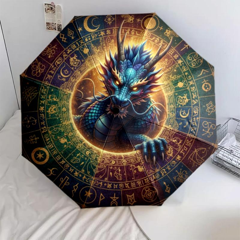 1 ks automatický skládací deštník - kreslený vzor, přenosný a skládací design s 8 žebry, vánoční narozeninové dárky