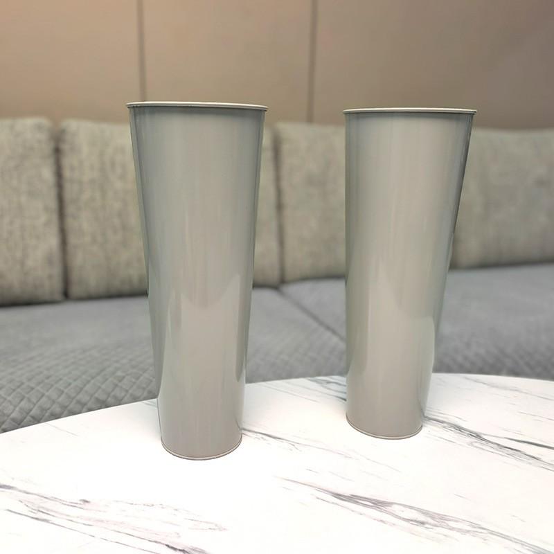 Modern Minimalist Iron Flower Vase 40cm Tall Gray Tabletop Decor Living Room Office Wedding Centerpiece