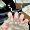 Y76 Luxury Light Pink Handmade Wearable Nails with Chain Accents