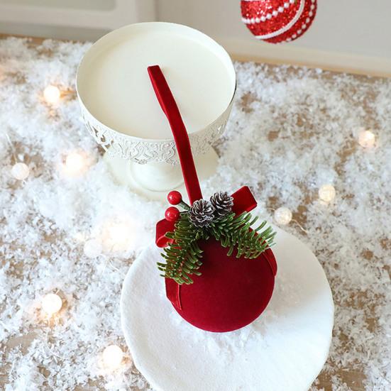 Christmas Red Bell Ornament Plastic Velvet Flocked Bell Ball Tree Ornament for Holiday Window Shop Home Decoration