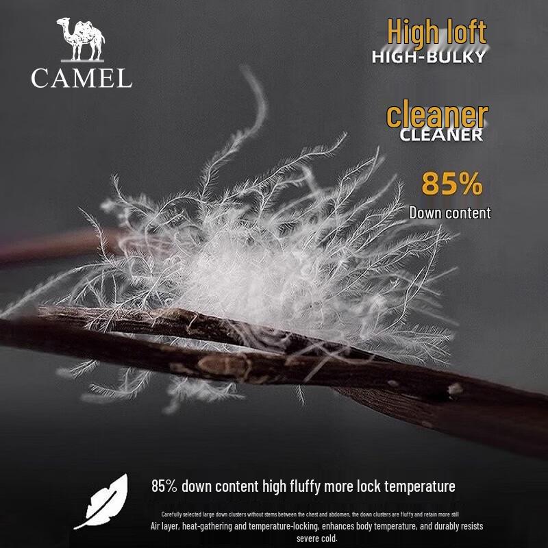 CAMEL A23CAPN115 Unisex Mid-Length Hooded Puffer Down Jacket