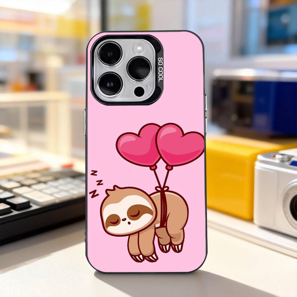 

Animal Cute S-Sloth Funny Phone Case For iPhone 17,16,15,14,13,12,11,Pro,XS,Max,Plus,Mini,SE4,E Black Matte Shockproof Cover iPhone14Plus