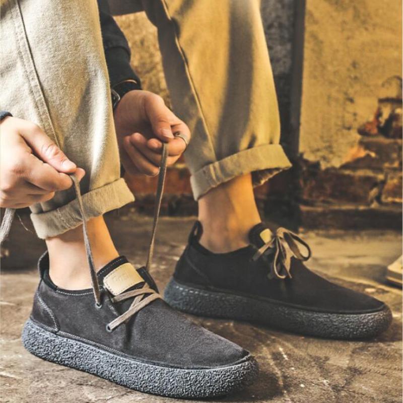 Men's Casual Shoes Suede Genuine Leather Men Comfortable Driving Flats Mens Wear-resisting Non-slip Retro Desert Shoes