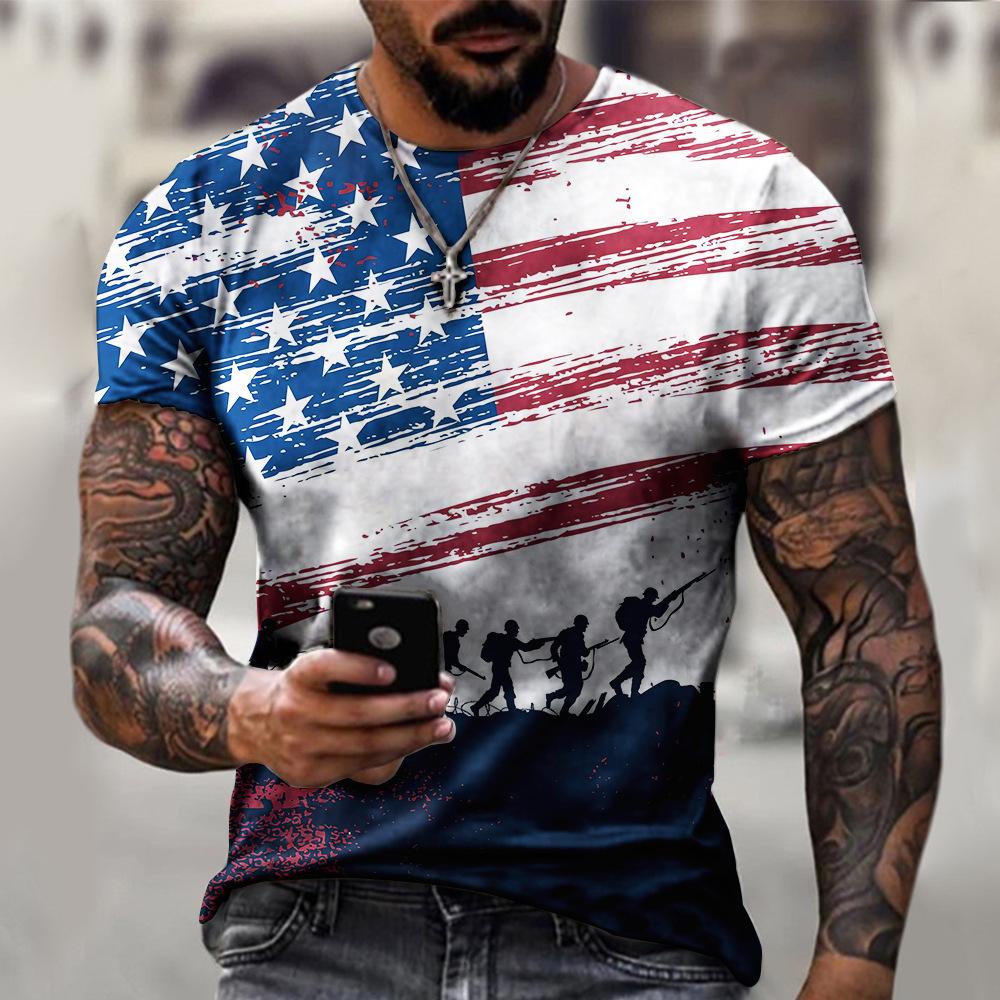 Men's Casual Printed Short Sleeve Loose Comfort Top T-Shirts Men’s