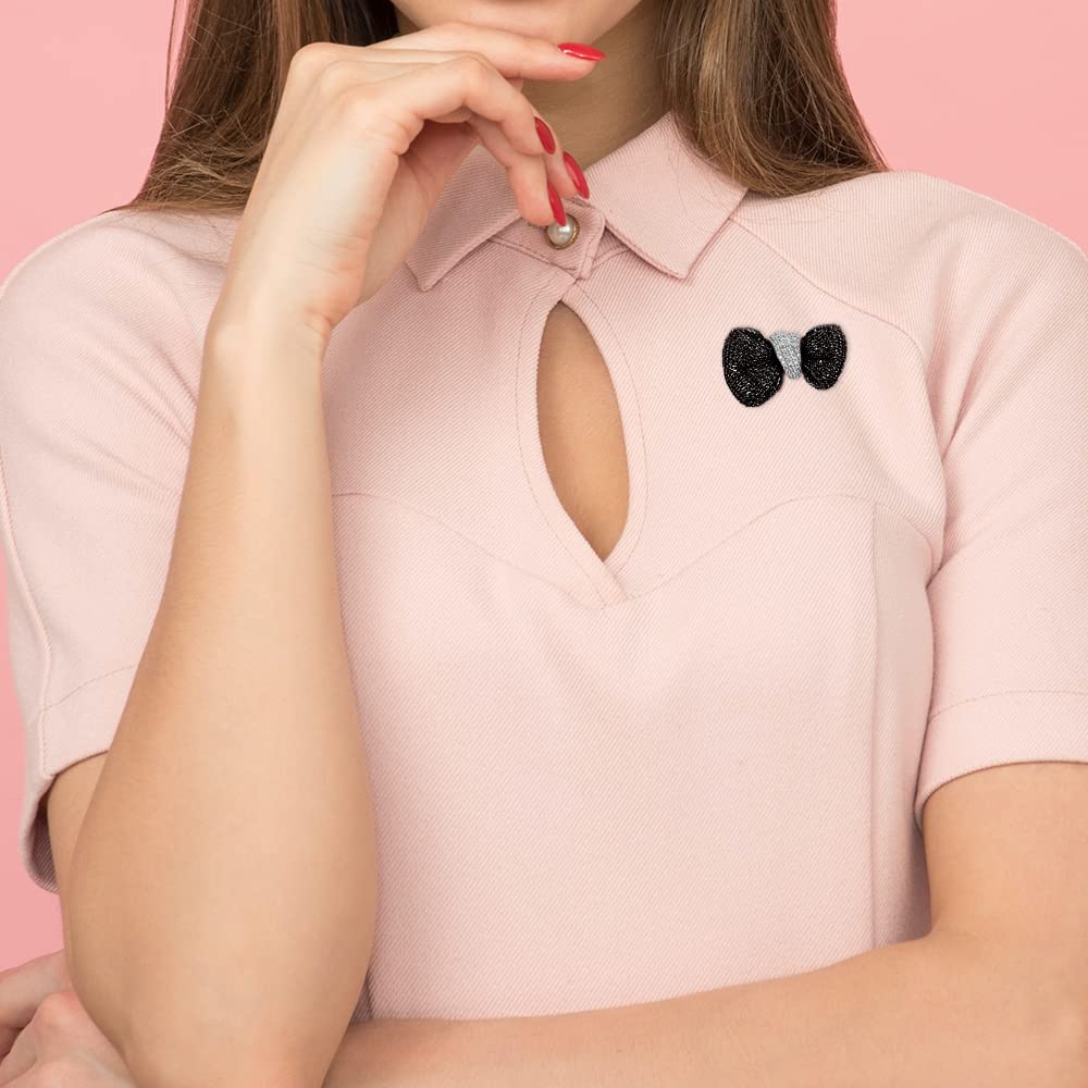 LAVINA Pave Cubic Zirconia Ribbon Exquisite Brooch Pin Bridal Jewelry Wedding Rhodium Plated Cubic Zirconia Women's Prom, Brass. ,