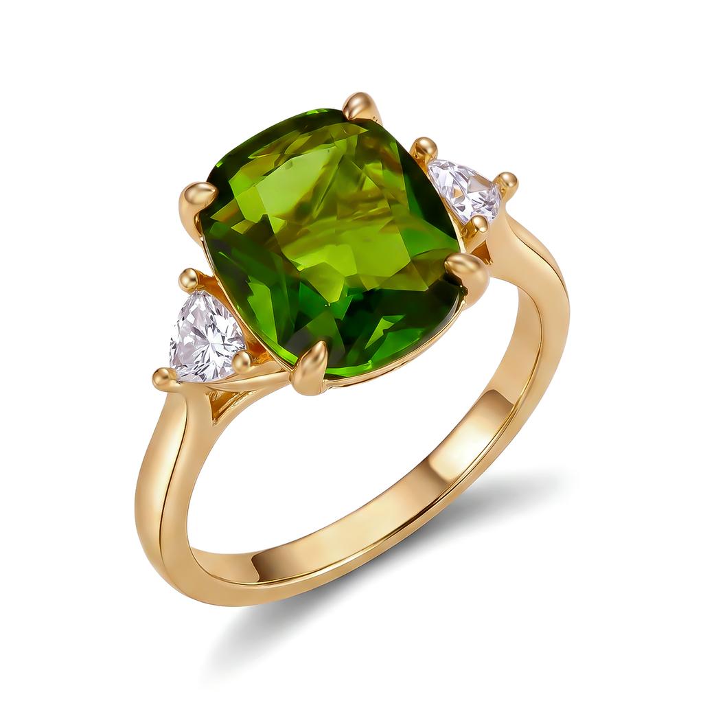 Luxury Fashion Green Zircon Ring For Women Gold Color Shiny Crystal Square Finger Ring Wedding Party Anniversary Charm Jewelry