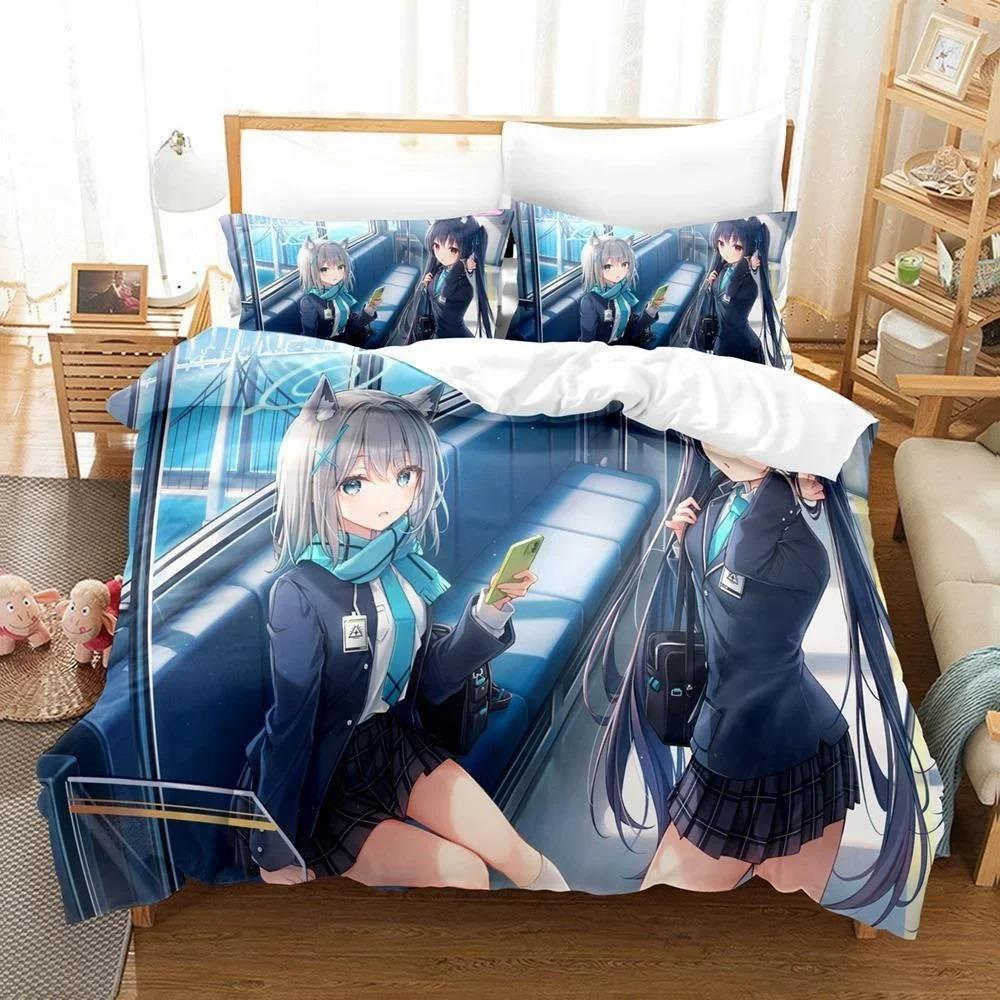 

Простыня для аниме Kawaii Girl Blue Archive Bedding Set Single Twin Full Queen King Size Bed Set Aldult Kid Bedroom Duvetcover Sets 70x133cm 2pcs