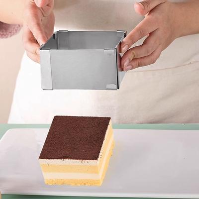 Moussering van roestvrij staal, groot vierkant, in maat verstelbaar, gemakkelijk schoon te maken, handige reinigingscakevorm