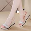 Sandals For Women Woman Shoes Wedges Heel Daily Korea Or On Sale Offer Wholesale Bulk Comfort Asian Size Footwear Anti Slip Hot