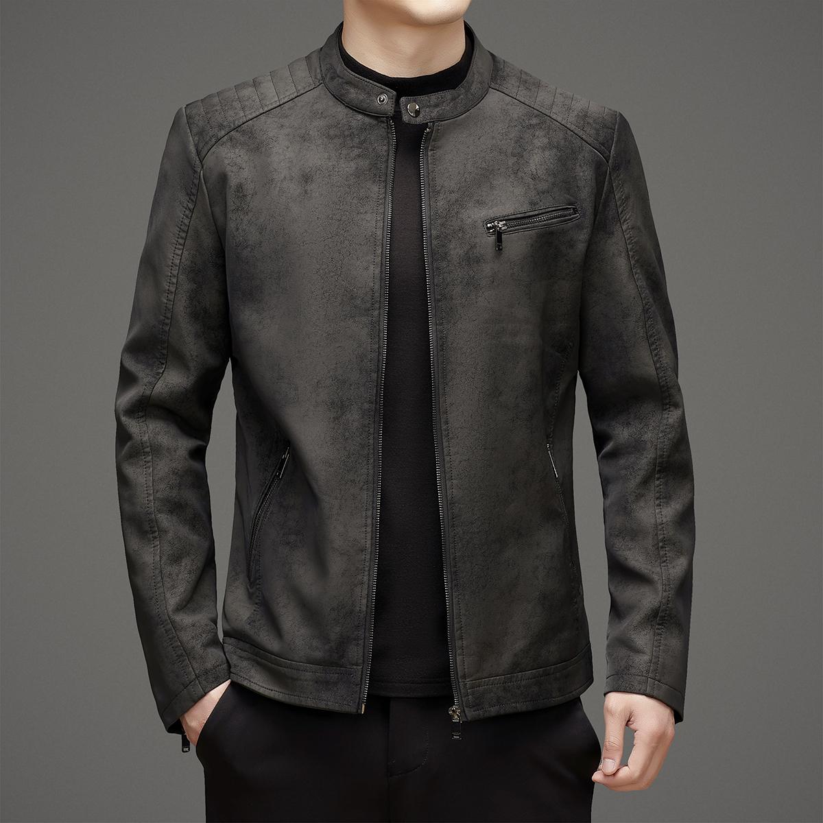 

Зимняя мужская кожаная куртка со стойкой воротником, ветрозащитная кожаная куртка для мужчин, высокое качество, бархатная теплая мотоциклетная кожаная куртка для мужчин 4XL чёрный