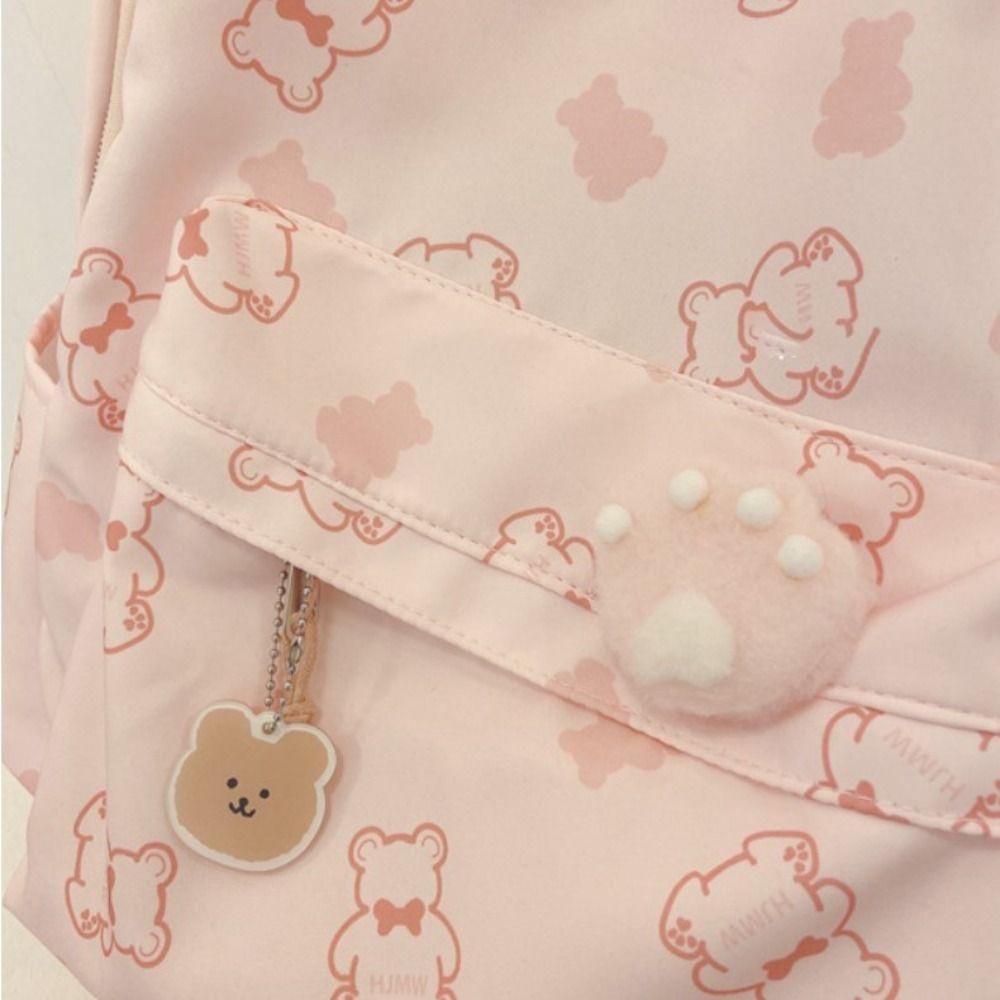 Bear Pattern School Backpack Large Capacity Travel Bag New Schoolbag