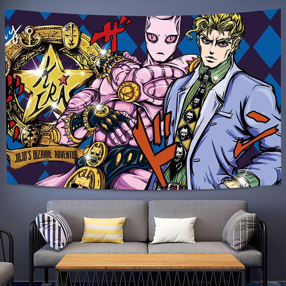 JoJos BBizarre AAdventure Anime Theme Tapestry Anime Hippie Wall Hanging Aesthetic Wall Decor for Dorm Bedroom