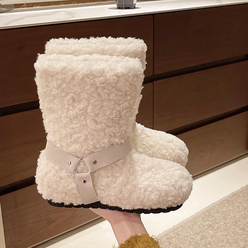 Inner Heightened Plus Velvet Mid-barrel Fur Boots for Women's Autumn and Winter Versatile Casual Fashion Snow Boots