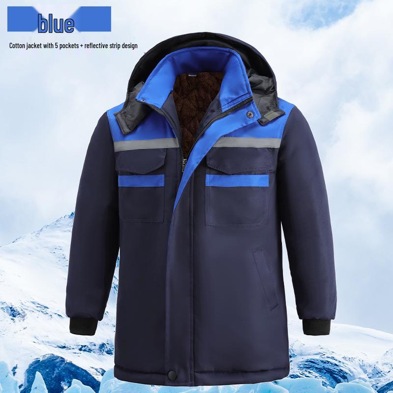 Men's Thick Winter Work Jacket - Wear-Resistant, Anti-Scald, Cotton with Plus Velvet Lining