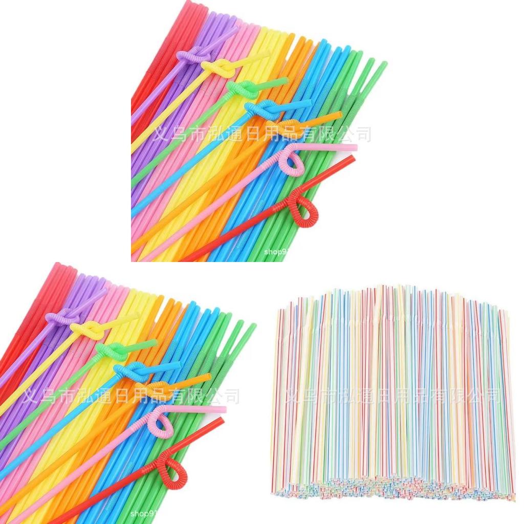 Plastic Drinking Straws 100pcs Colorful Bendable Beverage Party Supplies For Weddings And Events