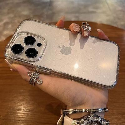 Luxusní třpytivé průhledné pouzdro na telefon pro iPhone 11 12 13 14 15 Pro Max X Xs XR Max 7 8 Plus Mini Měkký silikonový průhledný kryt
