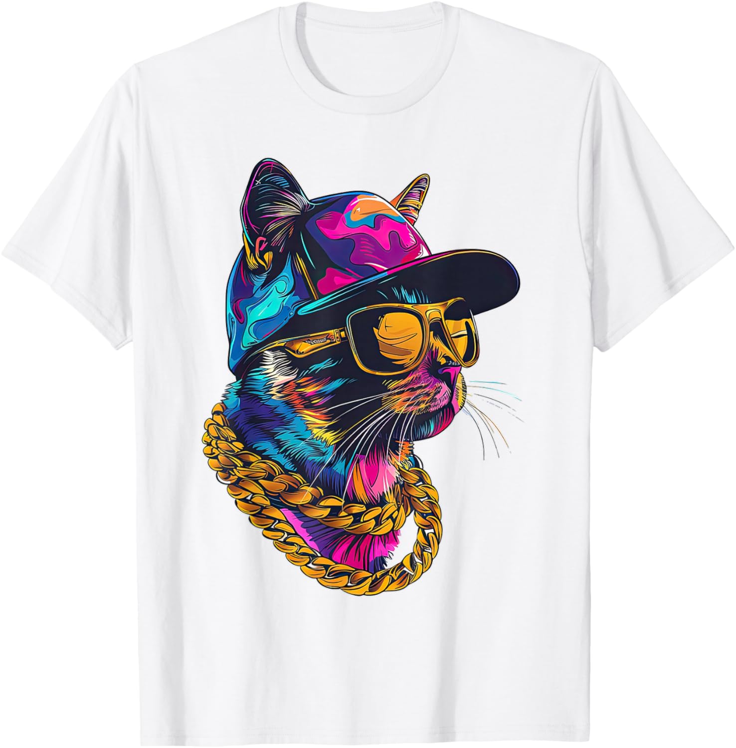 Cool Hip Hop Cat Urban Streetwear B-Boy Graffiti T-Shirt S разноцветный