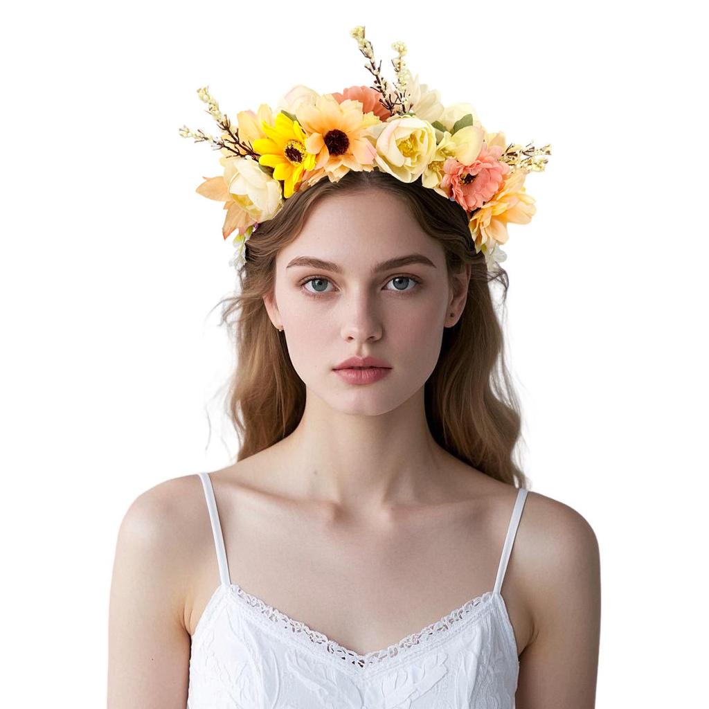 Böhmischer europäischer und amerikanischer Stirnreif mit künstlichen Blumen, Urlaubs-Super-Fee-Blumenkranz-Kopfschmuck