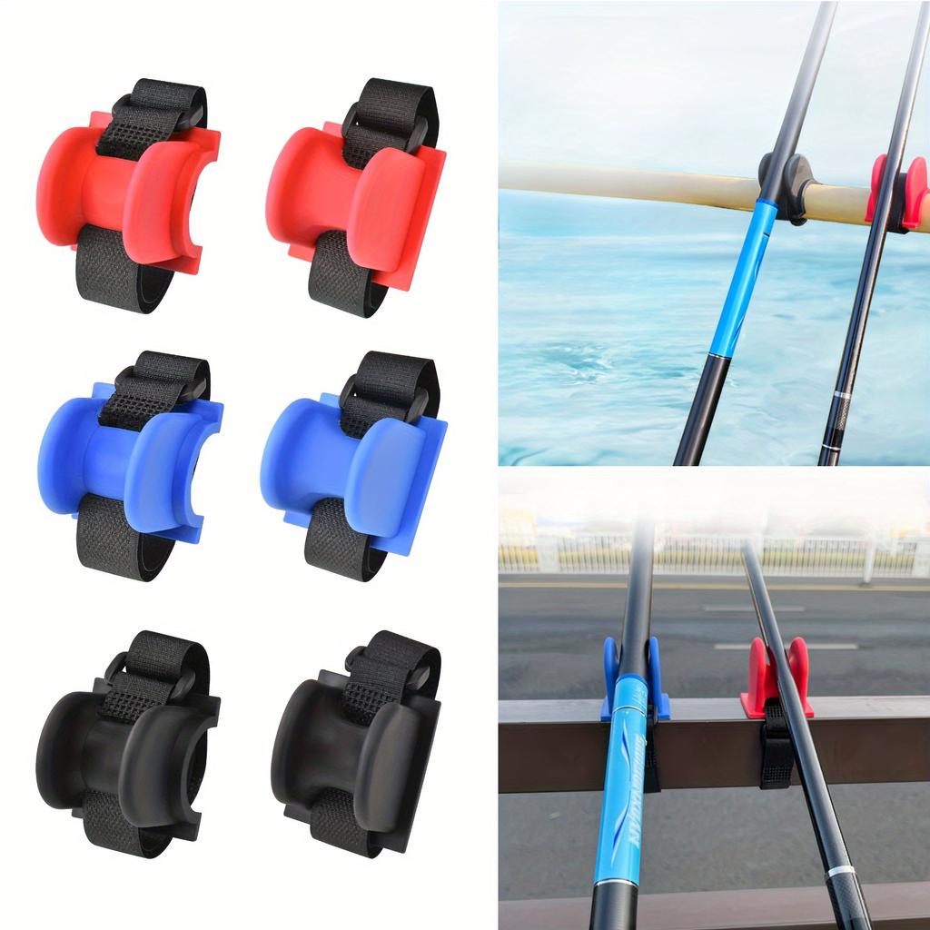 1pc U-Shaped Fishing Rod Holders with Adjustable Straps & Non-Slip Rubber Grips Secure Boat Rail Mount for Saltwater/Freshwater Fishing Gear