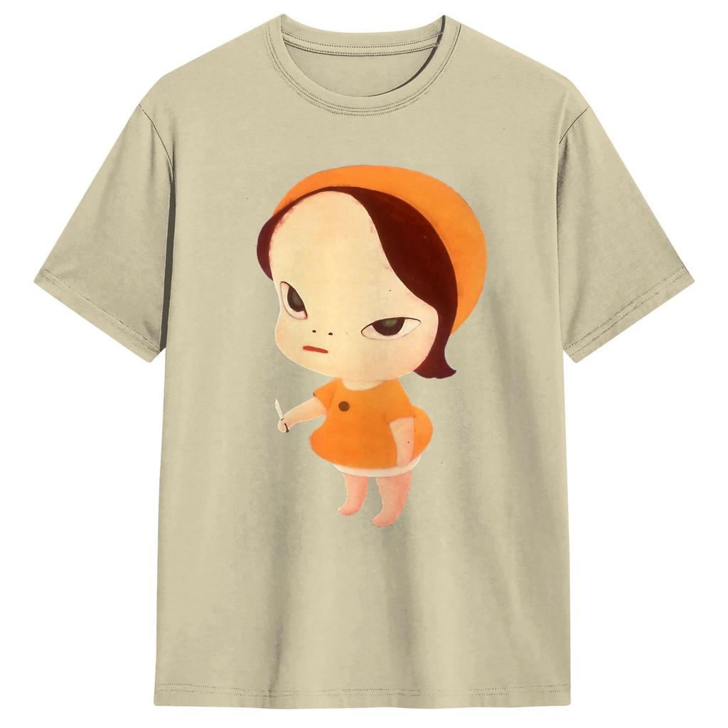 Aesthetic Yoshitomos Nara TShirt Unisexs Round Neck Short Sleeve Tops I Dont Want to Grow up Painting Cotton Summer Tops Shirts