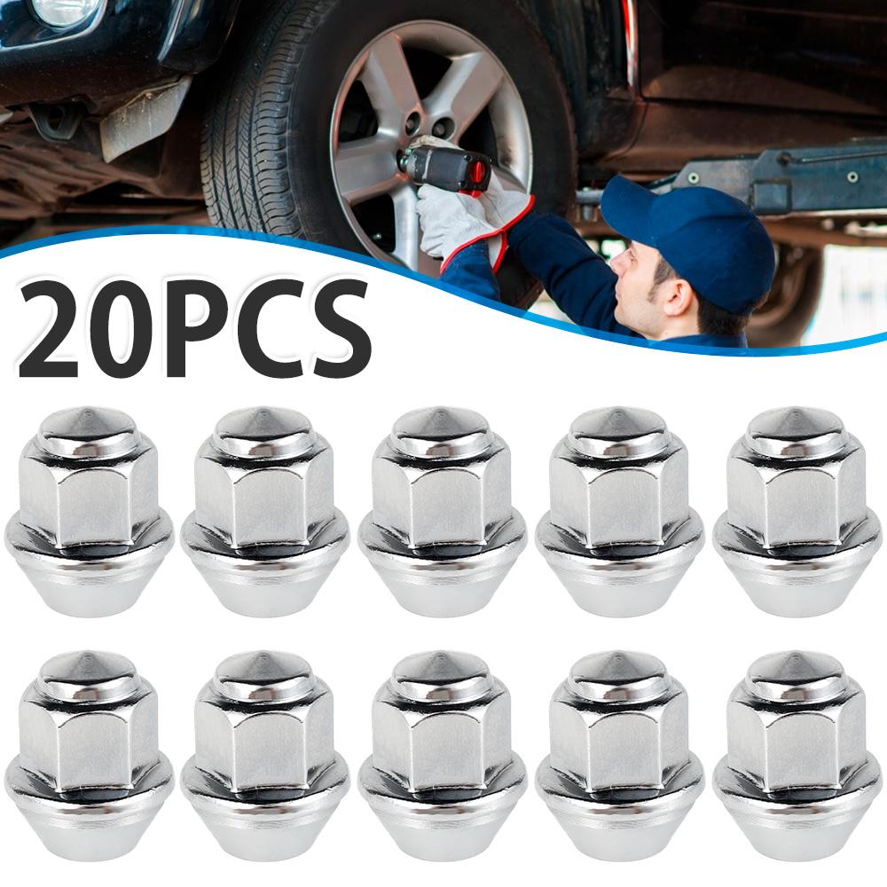 20Pcs Wheel Nuts For Ford Wheels M12x1.5 19mm Hex Wheel Nuts 60 Degree Taper Carbon Steel Plated Nuts Car Repair Tools