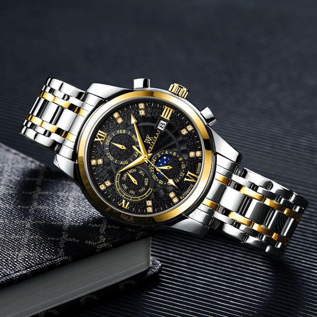 WEISIKAI 5008B Männer Uhren Neue TOP Marke Luxus herren Uhr Mit Box Wasserdicht Leucht Kalender Automatische männer Mechanische Uhren