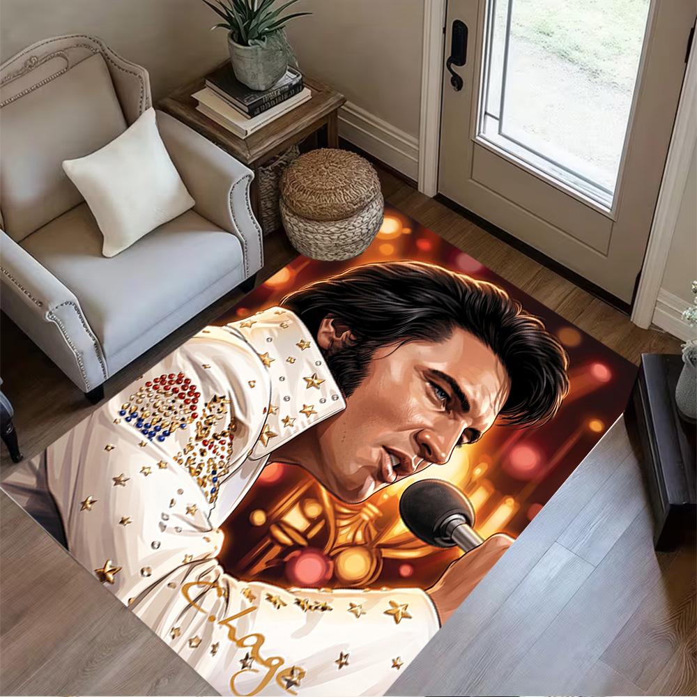 Elvis Presley Roses Carpet Perfect for Decorate room Foyer Dormitory Balcony Anti-slip Rug Anime Office Decor Perfect Gift for Friends & Family