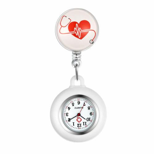 

Lancardo Nurse Watch, Pocket Watch with Detachable Silicone Stretchable Case, Cute Heart Design, Unisex, Perfect Gift for Nurses and Caregivers, White