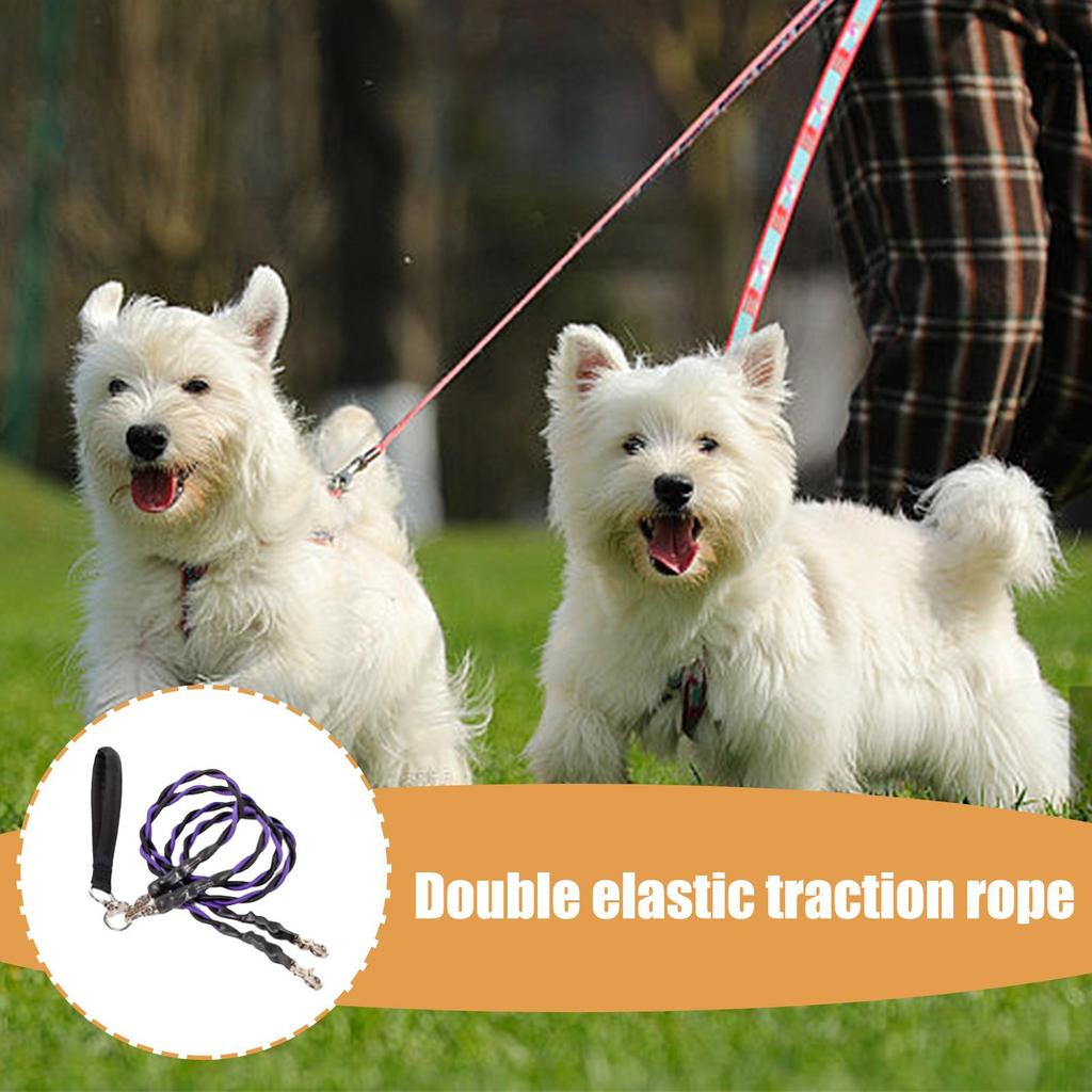 Double Dog Rope Padded Handle Heavy Duty Cable Walking Double Cable For Two Puppy For Small Medium Large Breed Puppy Walking