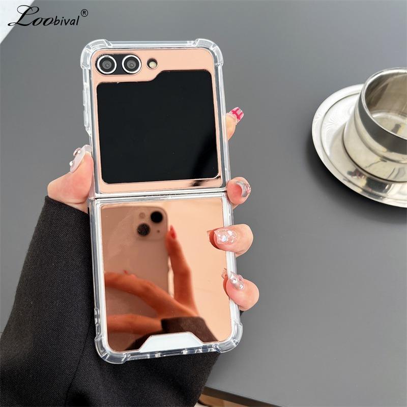 Make-Up-Spiegel Hartschalen-Case für Samsung Galaxy Z Flip 6 4 3 7 Ultra-dünnes Stoßfestes Bumper-Cover für Samsung Z Flip6
