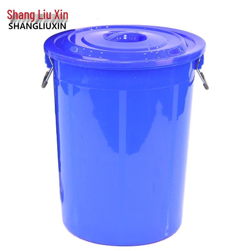 100L Heavy-Duty Plastic Round Trash Can with Lid