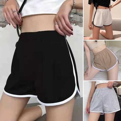 Damen Freizeitshorts Elastischer Bund Mittelhoch Sportliche Shorts Patchwork-Farbe Lockere Passform Fitness