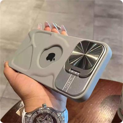 Fashion Logo Hole Magnetic Case för iPhone 11 12 13 14 15 16 Pro Max Plus Lens Protection Flip Stand Magsafe Silicone Soft Cover