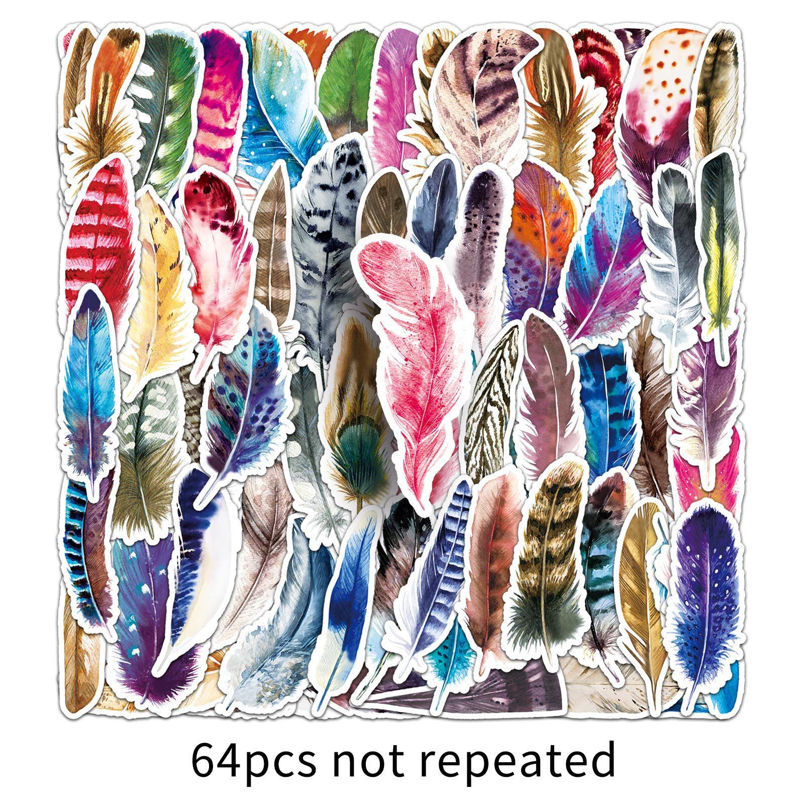 

64 Перышко Дудл Персонализированный Акварельный Креативный Гука Декоративный Стакан для Воды Чехол для Мобильного Телефона Наклейка для Чемодана Водонепроницаемый