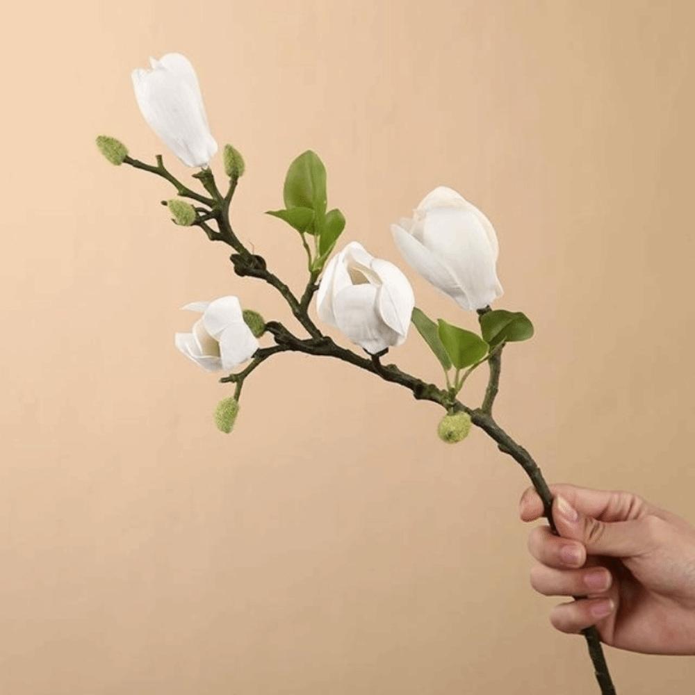 Real Touch Artificial Magnolia Branches Fade-Resistant Floral Art Simulated Orchids 68CM Handmade Silk Magnolia Bouquet