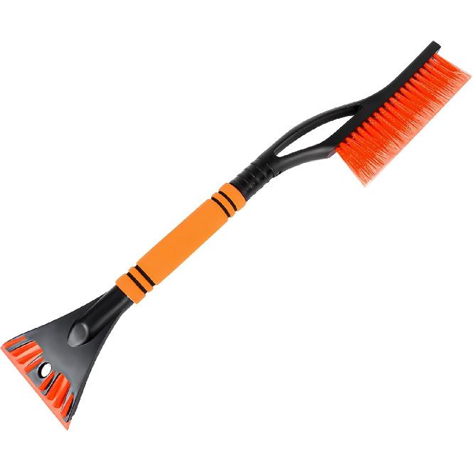23.6" Snow Brush and Ice Scraper, Extendable Snow Removal Tool with Comfortable Foam Grip, Detachable Ice Brush Scratch-Free Cleaning Tool for Car