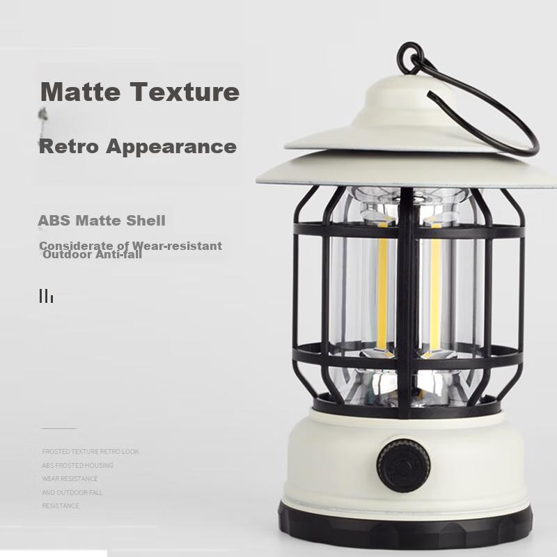 MOTIE Retro Camping Light, Ambient Light, Outdoor Tent Camping Lamp, Rechargeable Lantern, Hanging Light, LED, Ultra-Long Battery Life, Super Bright