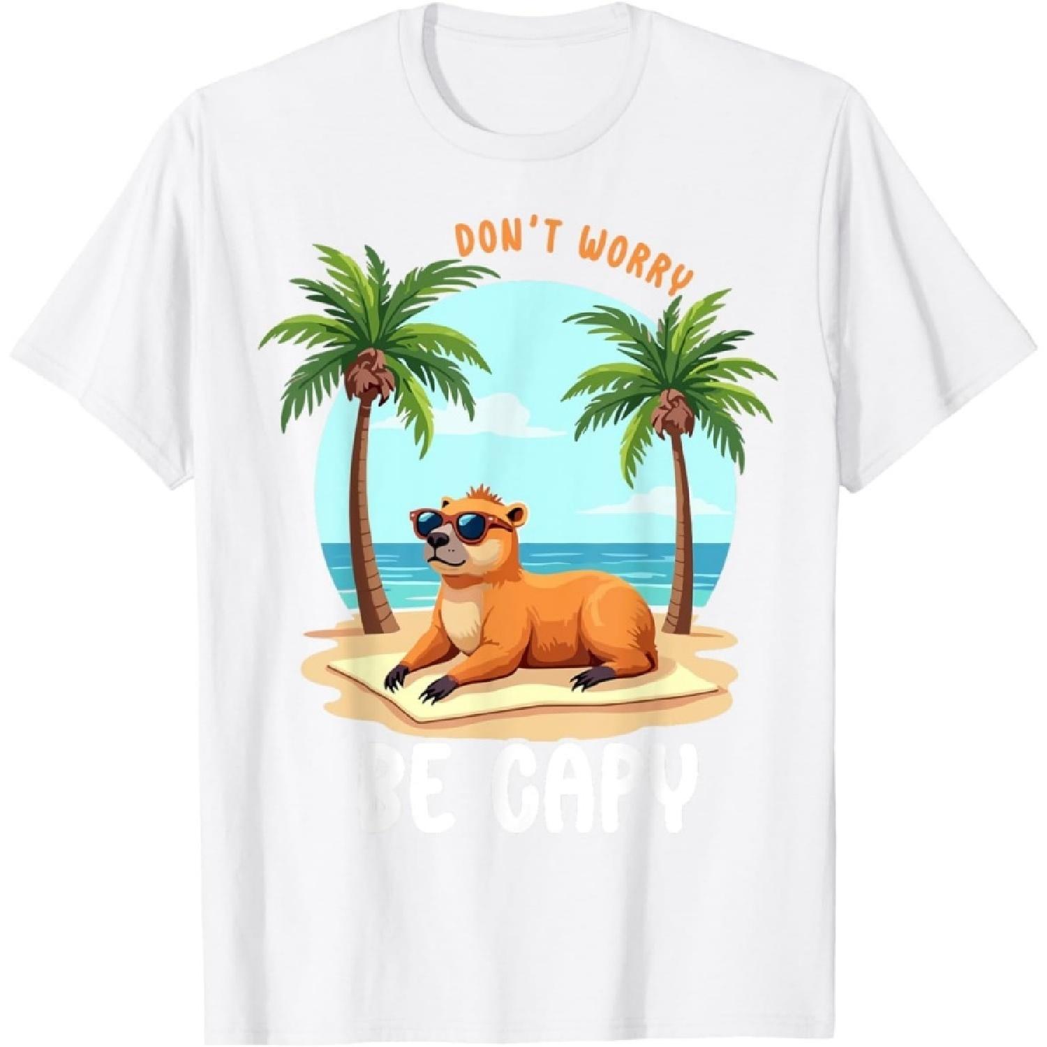 PiWine Dont Worry Be Capy Capybara Lover Meme Women Kids Youth Men T-Shirt S