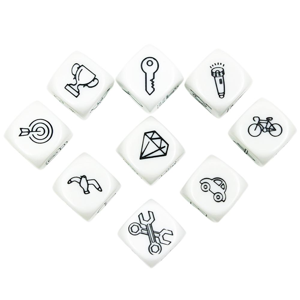 D6 Dice Collection Telling Story Cube High Quality Acrylic 6 Sided Dice Funny Engraved Patterns for Children Education Toys and Games