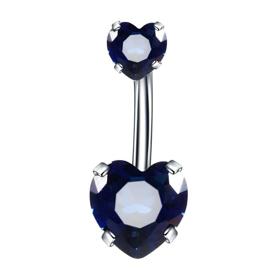 1PC Surgical Steel Crystal Belly Button Piercings 14G Heart Belly Piercing CZ Navel Ring Nombril Belly Rings Sexy Women Jewelry